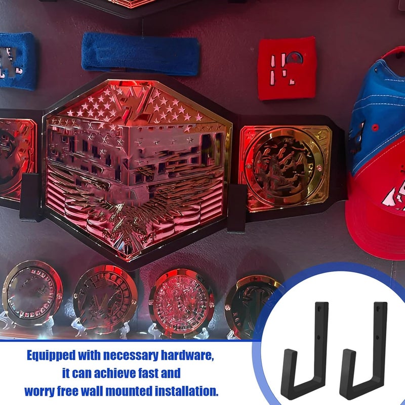 NATUHODE Wrestling Championship Belt Display Holder for Wall, Belt Horizontal Wall Mount Organizer, Wall Mounted Belt Display for Wrestlers Championship Hanging Display - Image 5